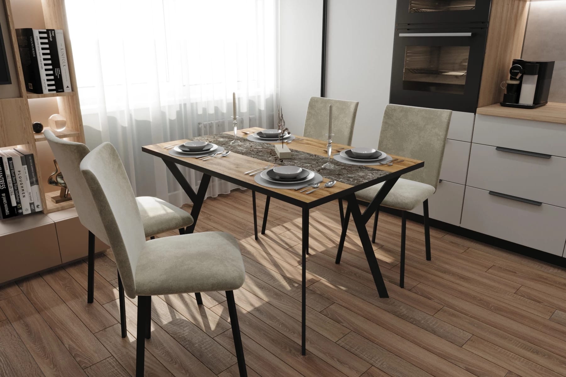 МИЛАН (Металл Графитовый Муар/ЛДСП Дуб Вотан/ПЛАСТИК Мрамор Камень черный (0189/0157/3025)) - фото 3