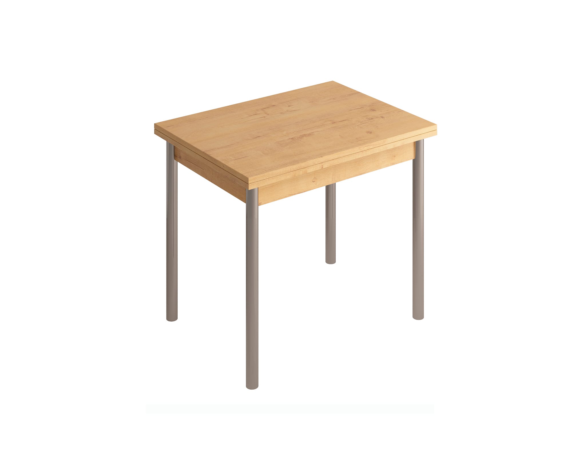 СТОЛ ОБЕДЕННЫЙ РАСКЛАДНОЙ НА ЛОМБЕРНОЙ ПЕТЛЕ СТ22 ЛДСП 600(1200)*800*750 (Алюминий Хром/Дуб Бунратти (0000/0082)) - фото 1