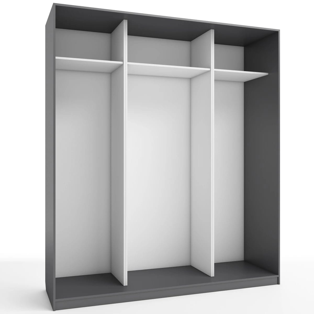 КОРПУС ШКАФА 2000*600*2300 ММ С АНТРЕСОЛЬНЫМИ ПОЛКАМИ (Корпус: ГРАФИТ, Наполнение: БЕЛЫЙ легкий шелк) - фото 2