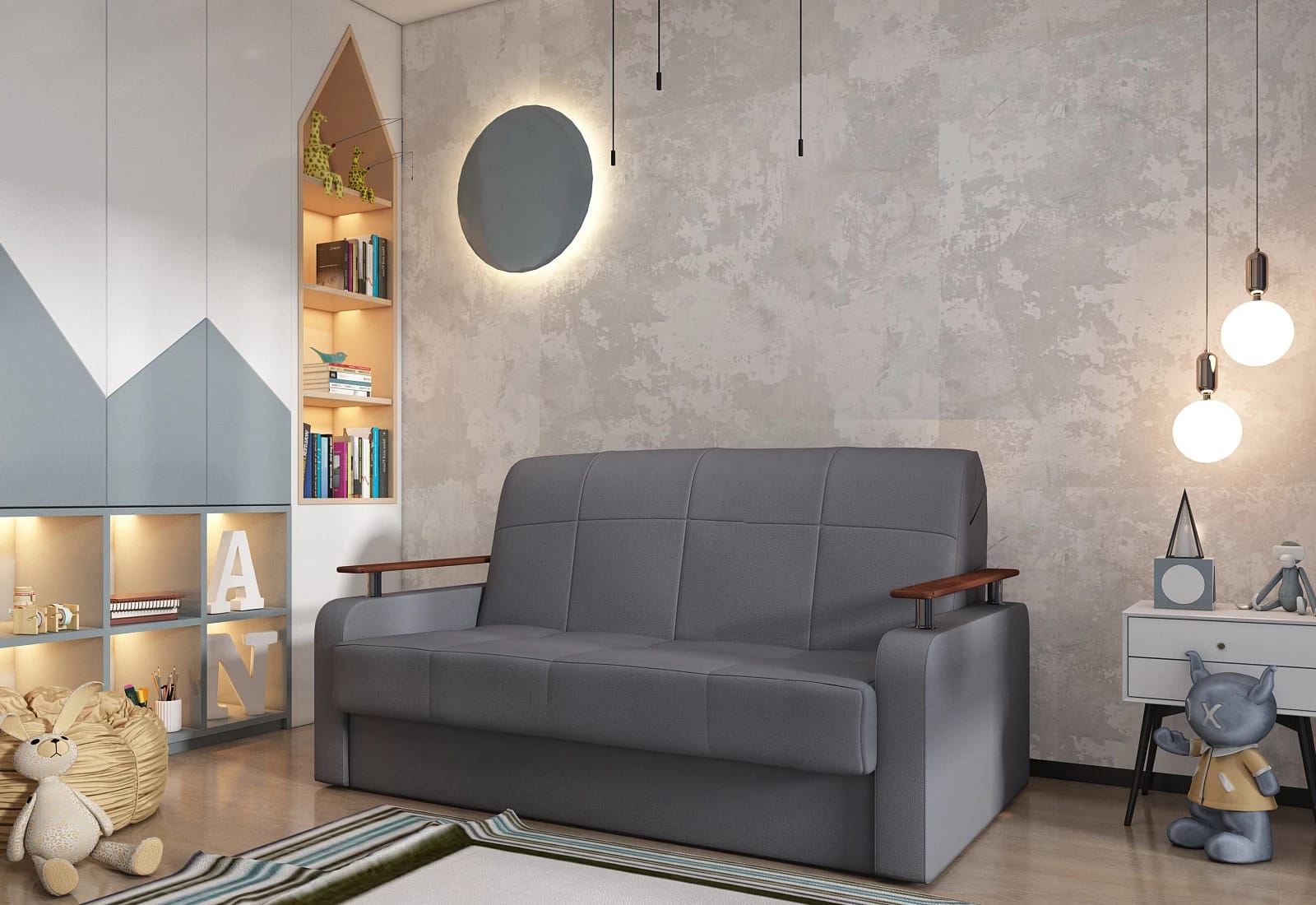 ДЕНВЕР (Велюр Maxx 965 (серый)/ декор Венге) - фото 4