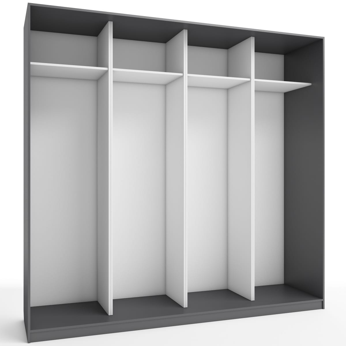 КОРПУС ШКАФА 2400*600*2300 ММ С АНТРЕСОЛЬНЫМИ ПОЛКАМИ (Корпус: ГРАФИТ, Наполнение: БЕЛЫЙ легкий шелк) - фото 1