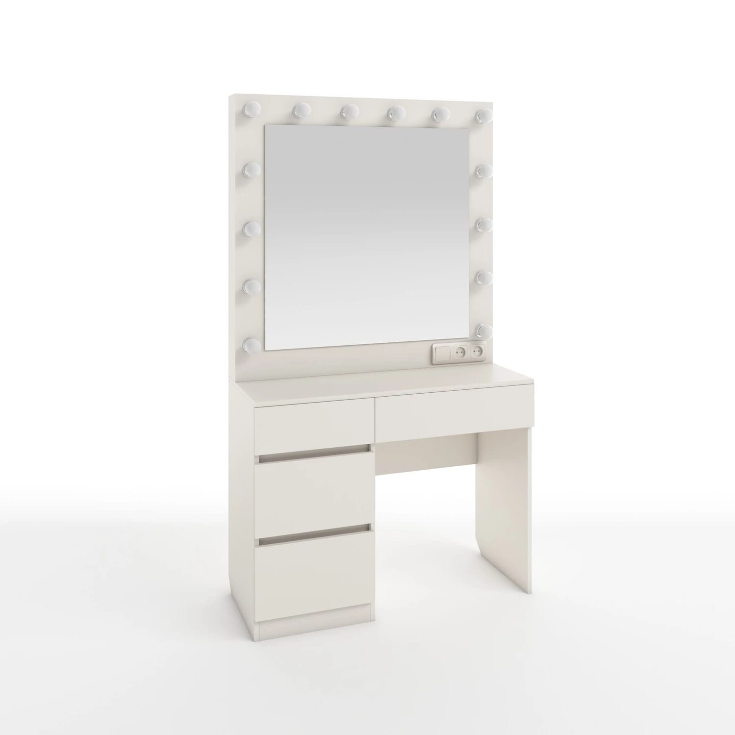 СТОЛ ТУАЛЕТНЫЙ С ЛАМПОЧКАМИ (ТИП 3) (4ЯЩ.) (1000*420*1780ММ) (тэффи (легкий шелк)) - фото 1