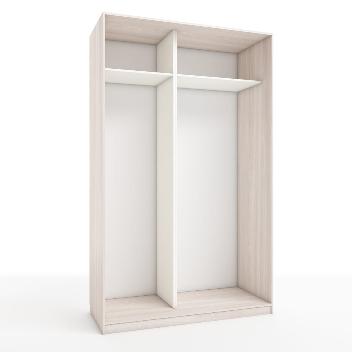 КОРПУС ШКАФА 1400*600*2300 ММ С АНТРЕСОЛЬНЫМИ ПОЛКАМИ (Корпус: ЯСЕНЬ СВЕТЛЫЙ, Наполнение: БЕЛЫЙ шагрень) - фото 1