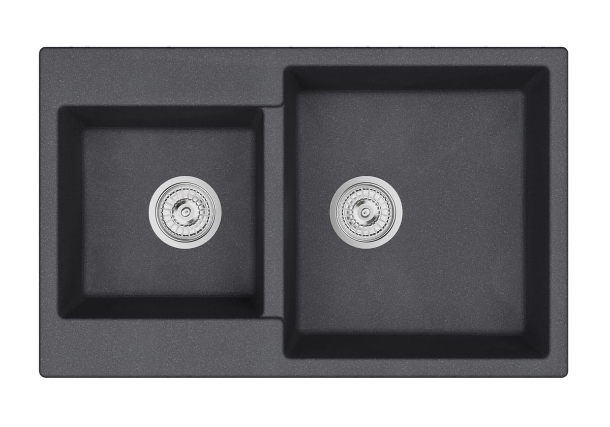 EMAR ГРАНИТ EMQ-2800.Q МОЙКА ВРЕЗНАЯ ДВЕ ЧАШИ 800*500 (морион) - фото 1