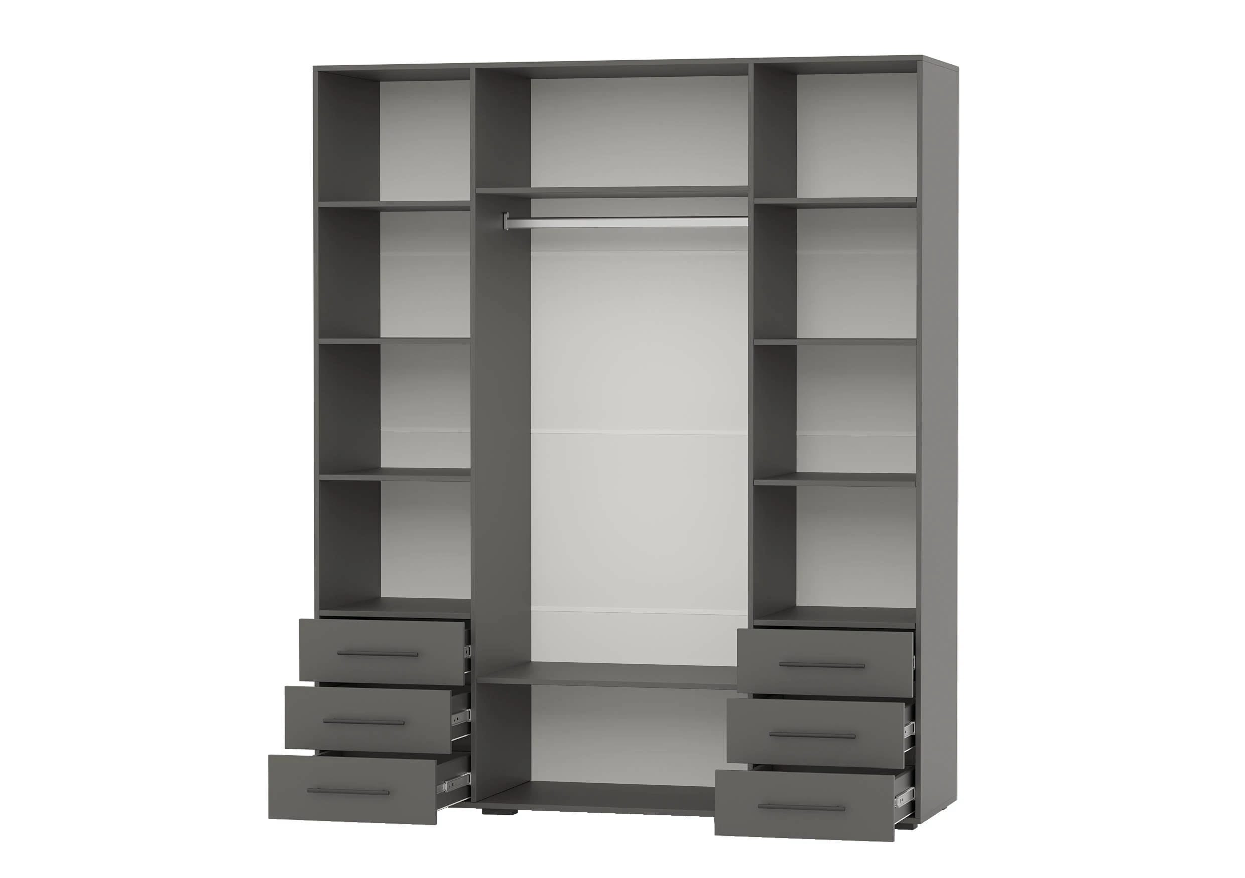 ШКАФ 4ДВ, 6ЯЩ. (АРТ. 4-75932) (1800*573*2164 ММ) (графит/дуб крафт табачный) - фото 2