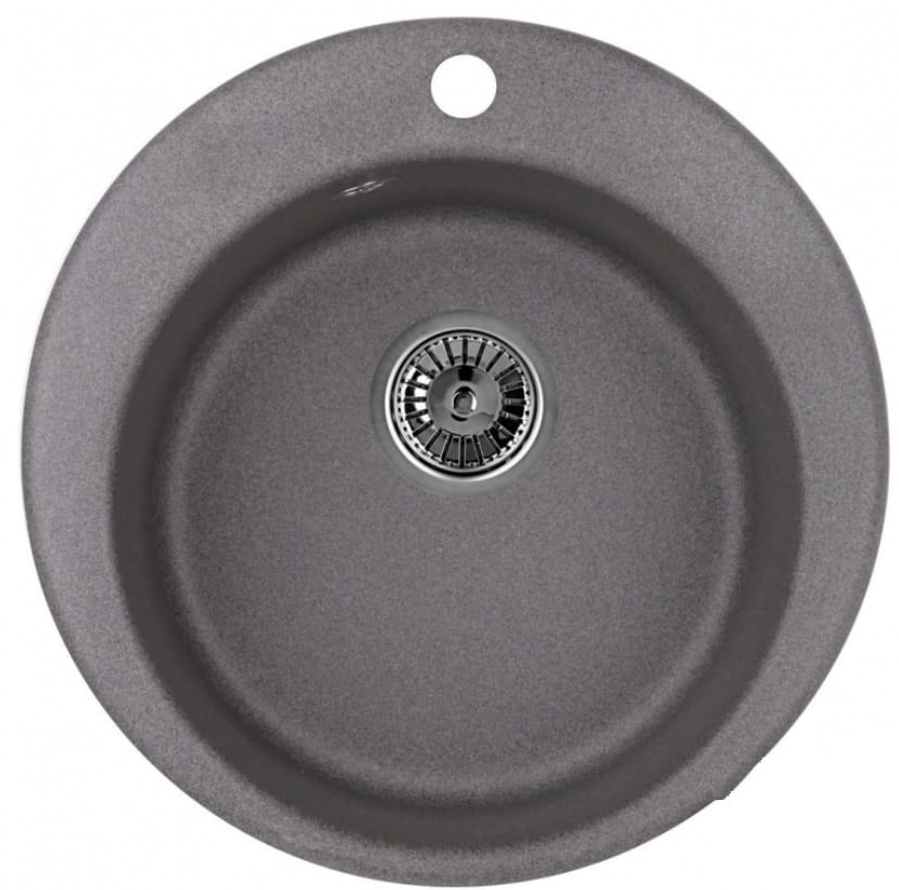 EMAR ГРАНИТ EM-4801 МОЙКА ВРЕЗНАЯ КРУГЛАЯ D480, С ВЫРЕЗОМ ПОД СМЕСИТЕЛЬ (графит/антрацит) - фото 1