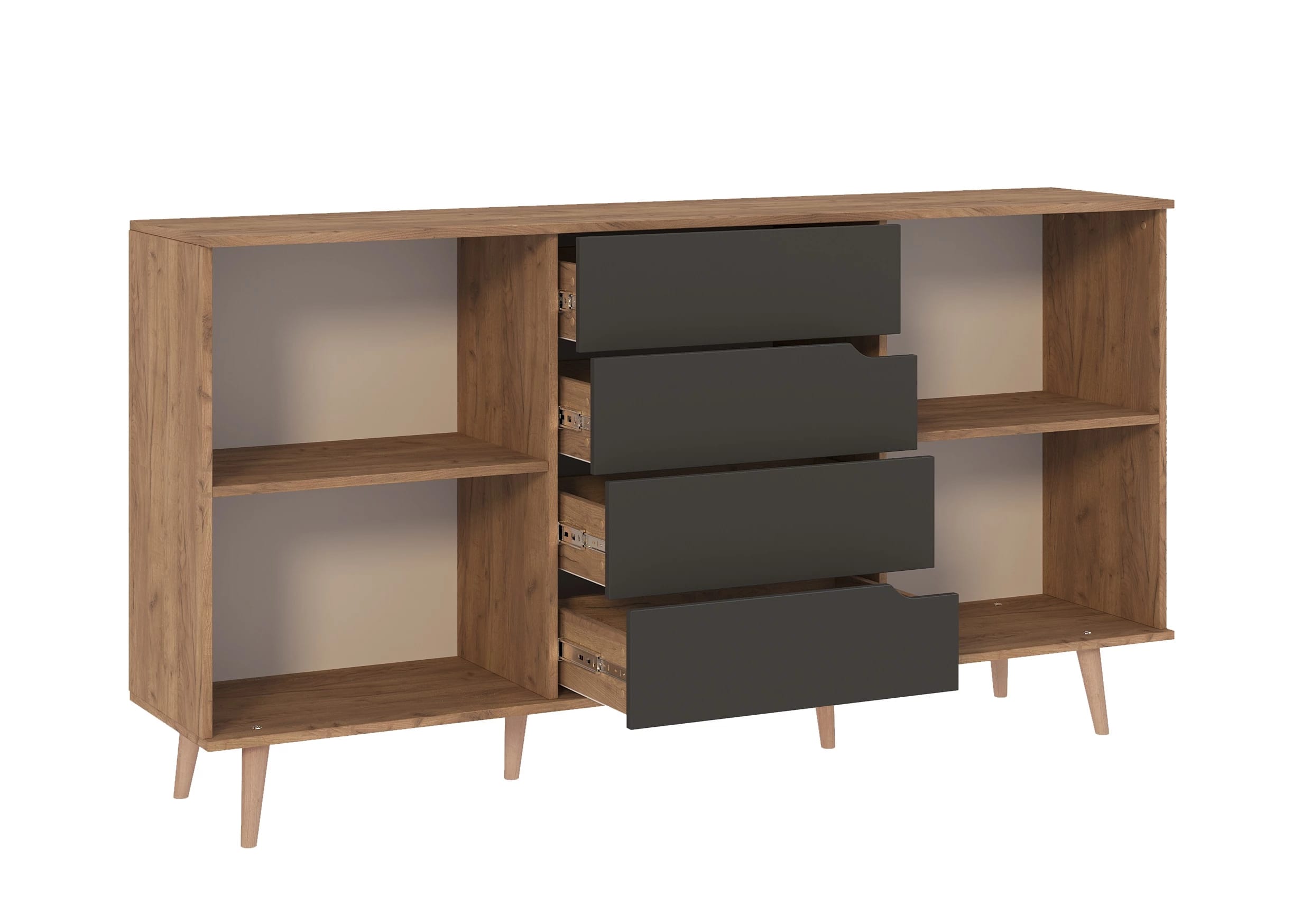 ТУМБА КОМБИНИРОВАННАЯ (АРТ. 6-56002) 1800Х388Х939ММ (Дуб Крафт Табачный /  Графит) - фото 2