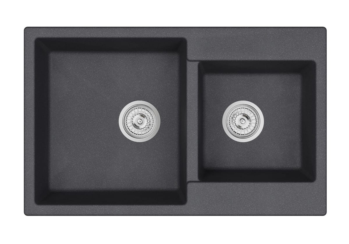 EMAR ГРАНИТ EMQ-2800.Q МОЙКА ВРЕЗНАЯ ДВЕ ЧАШИ 800*500 (оникс) - фото 1