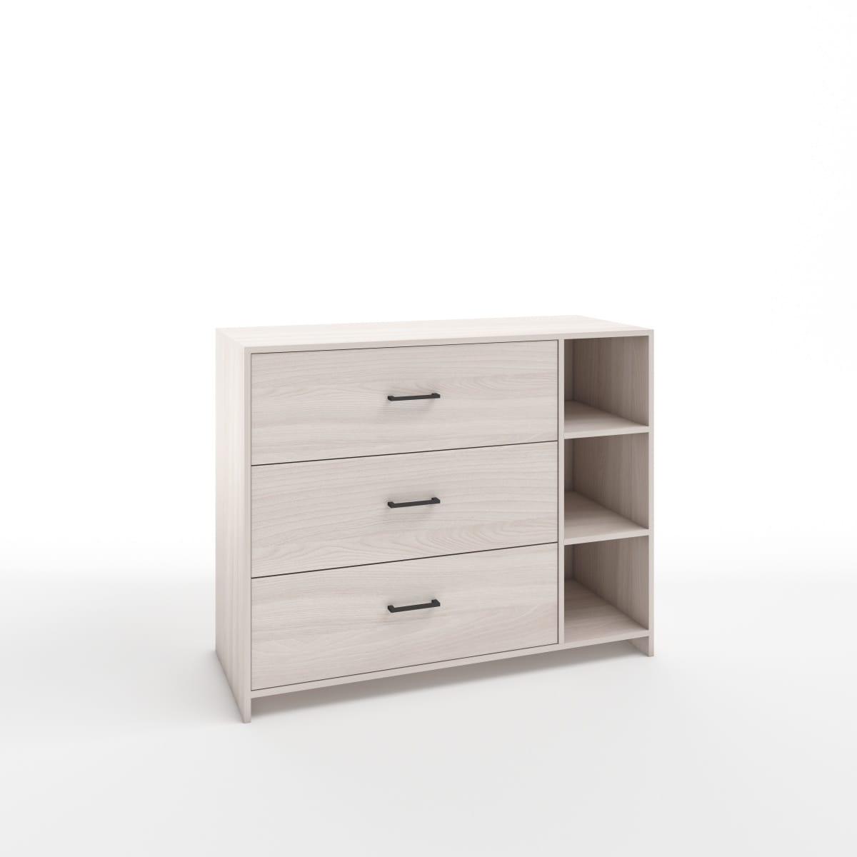 КОМОД №4 С ЧЕРНЫМИ РУЧКАМИ (1130*450*900 ММ) (ясень светлый) - фото 1