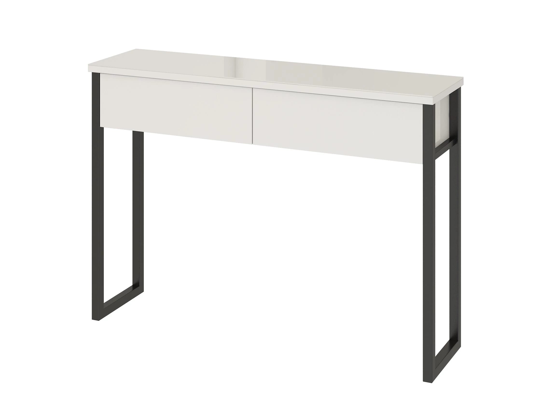 КОНСОЛЬ (АРТ.СТ062.0/ (АРТ.22.155)) 1208*308*950ММ (ЛДСП Белый Бриллиант/МЕТАЛЛ Черный Муар (0156/0009)) - фото 1