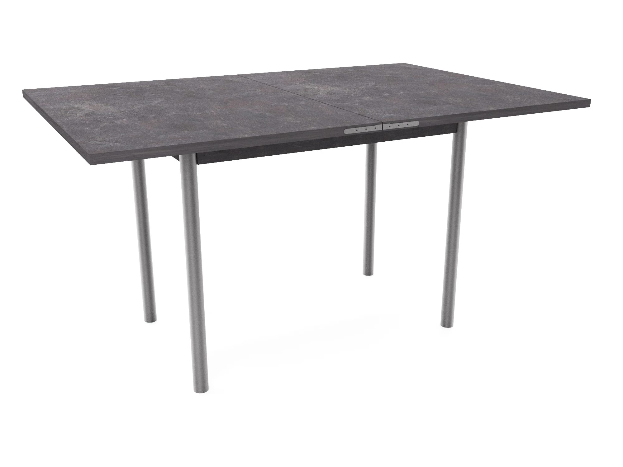 СТОЛ ОБЕДЕННЫЙ РАСКЛАДНОЙ НА ЛОМБЕРНОЙ ПЕТЛЕ СТ22 ЛДСП 600(1200)*800*750 (Алюминий Хром/Ателье темный (0000/0199)) - фото 2