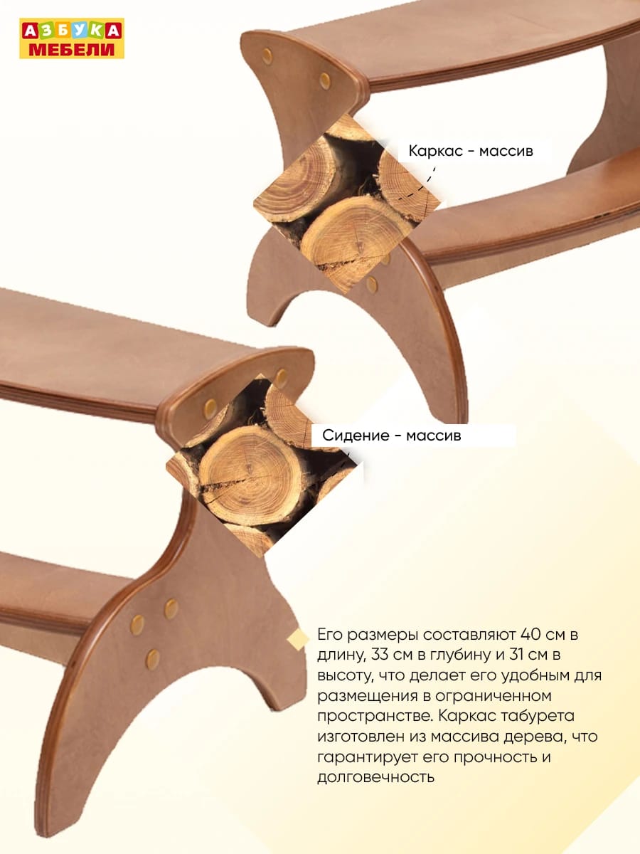ТАБУРЕТ-ПОДСТАВКА М (ольха) - фото 3