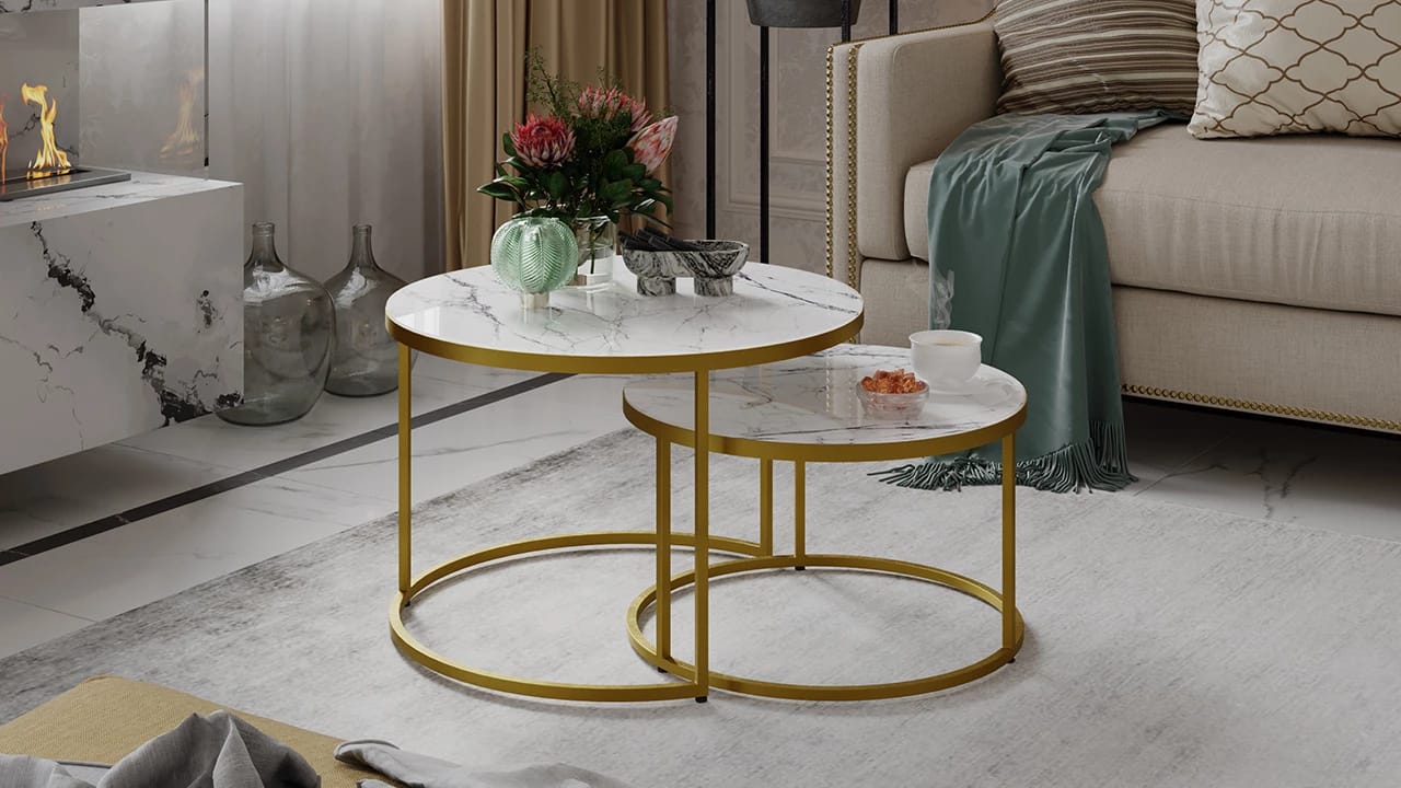 ВЕГА (золото/стекло белый мрамор) - фото 6