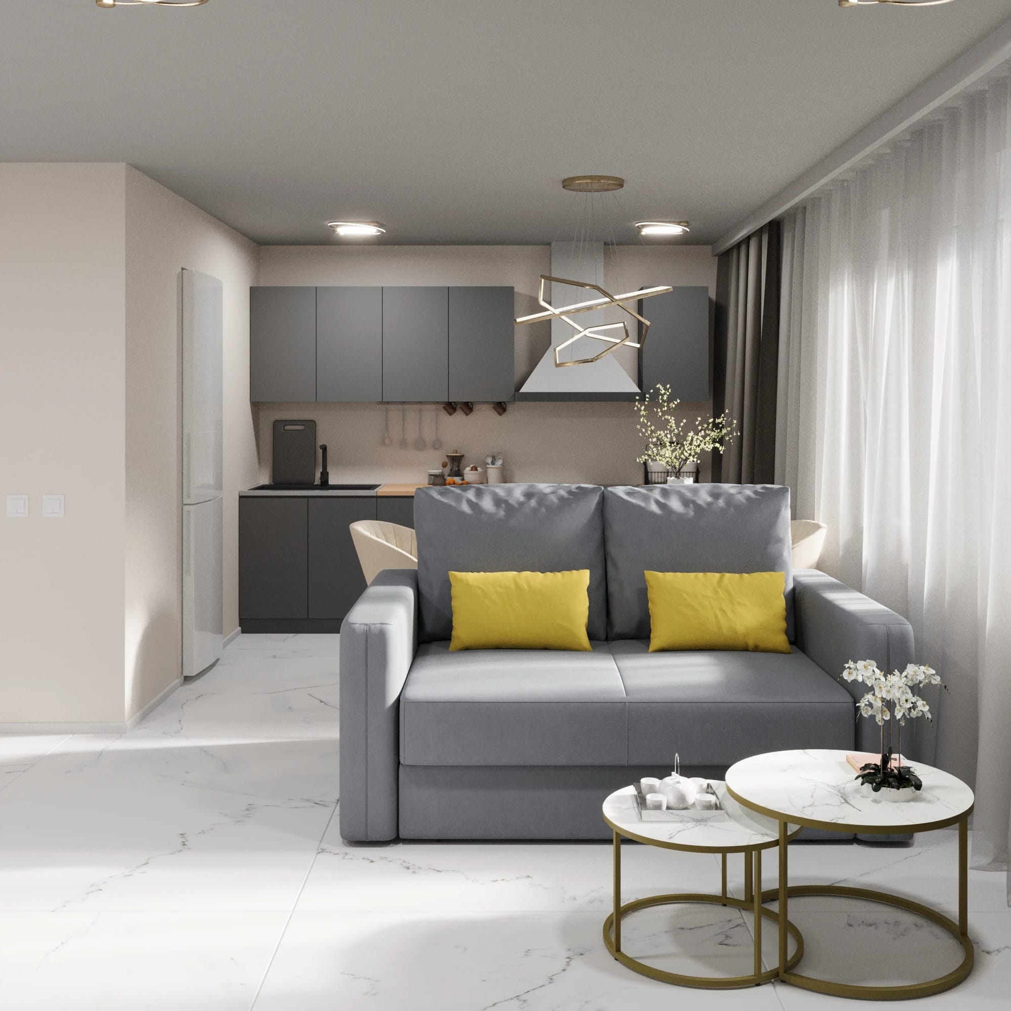 ВЕГА (золото/стекло белый мрамор) - фото 2