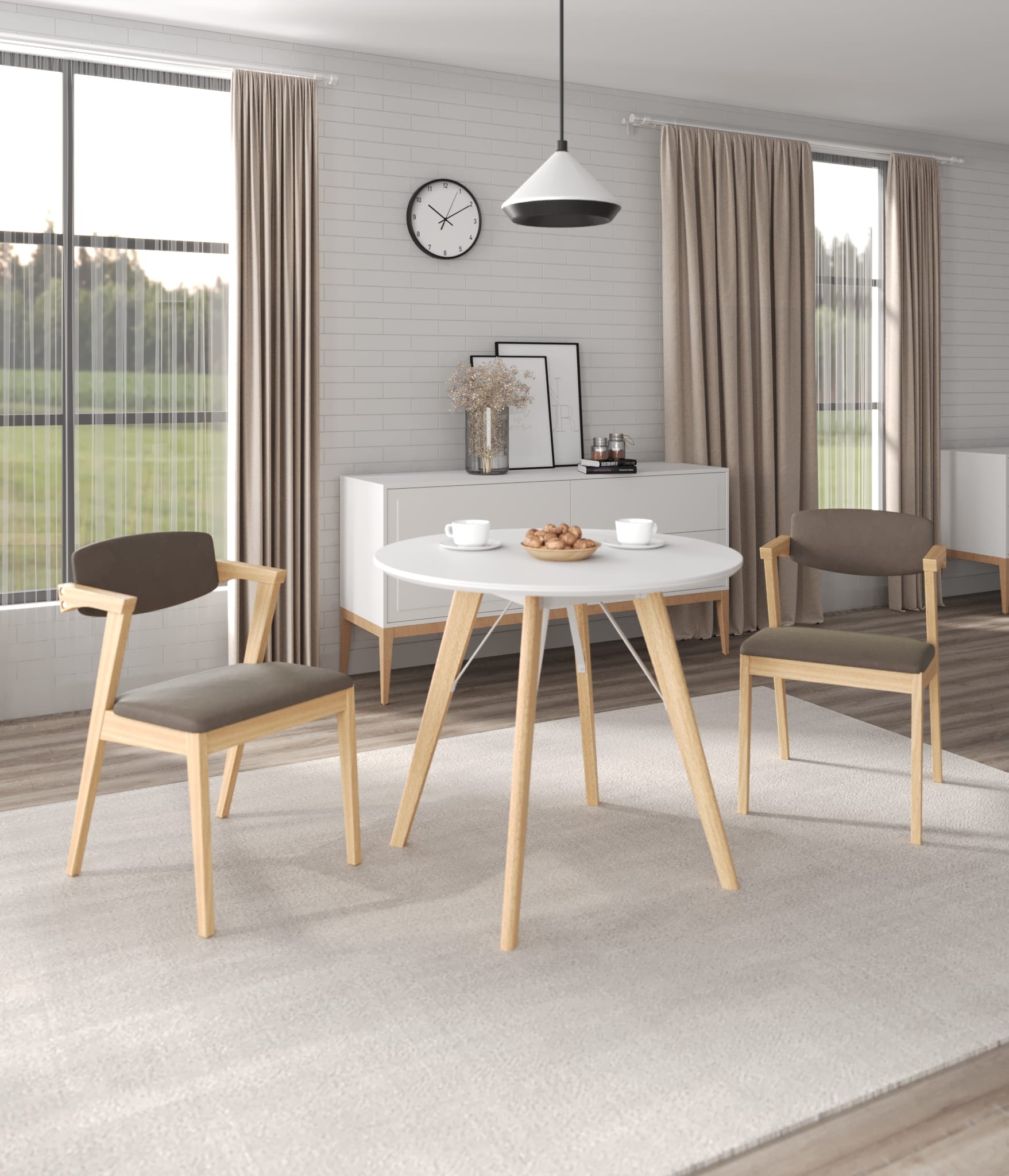 АМАДЕО-3/КОЛУМБИЯ (белый матовый / металл белый / светлое дерево) - фото 1