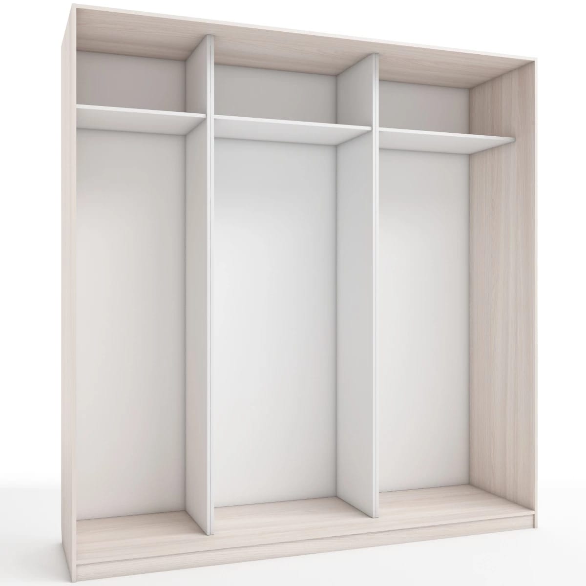 КОРПУС ШКАФА 2200*600*2300 ММ С АНТРЕСОЛЬНЫМИ ПОЛКАМИ (Корпус: ЯСЕНЬ СВЕТЛЫЙ, Наполнение: БЕЛЫЙ шагрень) - фото 1