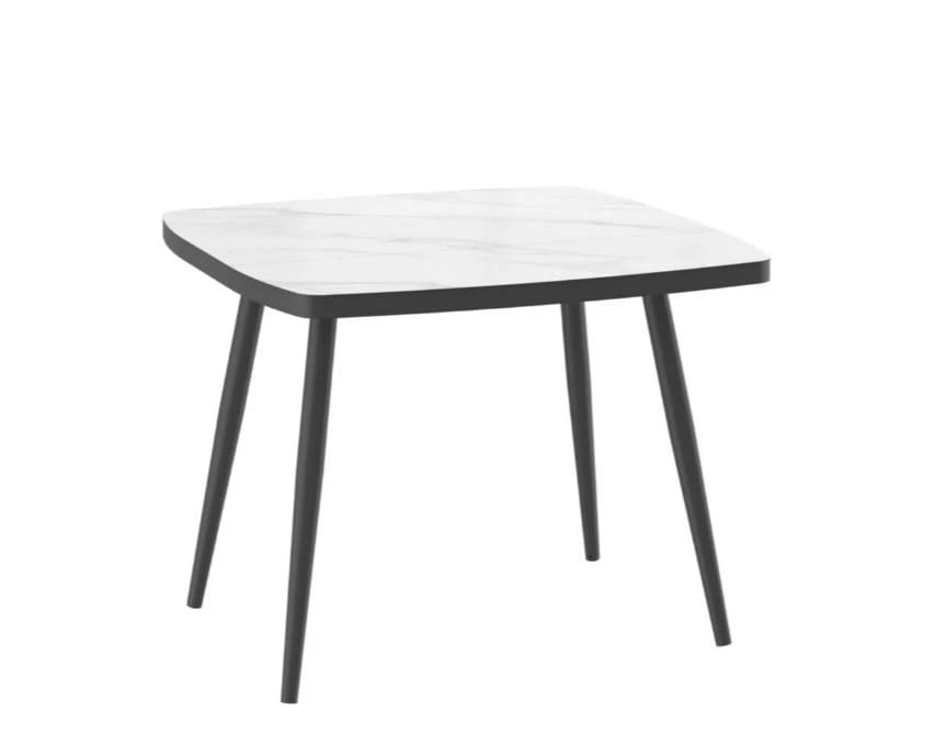 АЛЬБУС/TINTO-100 СТОЛ РАЗДВИЖНОЙ 1000(1000)*700 (Мрамор светлый - compakt cer/черный) - фото 2