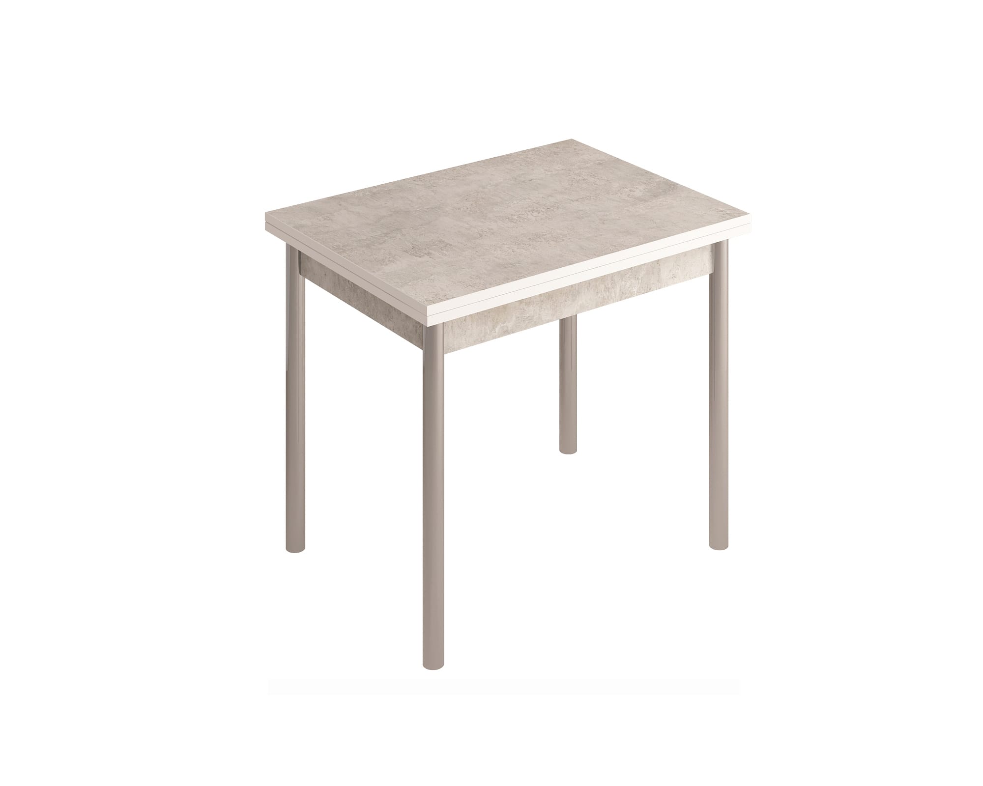 СТОЛ ОБЕДЕННЫЙ РАСКЛАДНОЙ НА ЛОМБЕРНОЙ ПЕТЛЕ СТ22 ЛДСП 600(1200)*800*750 (Алюминий Хром/Цемент светлый (0000/0172)) - фото 1