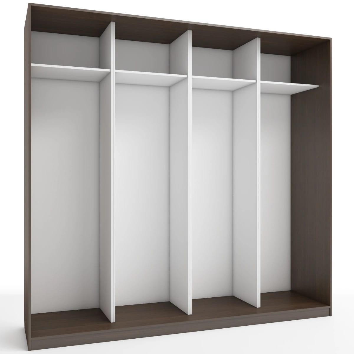 КОРПУС ШКАФА 2400*600*2300 ММ С АНТРЕСОЛЬНЫМИ ПОЛКАМИ (Корпус: ВЕНГЕ ТЕМНЫЙ, Наполнение: БЕЛЫЙ шагрень) - фото 1