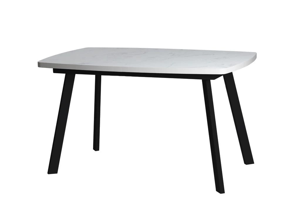 ПРОВАНС.1 (ПЛАСТИК мрамор белый/ подстолье №1 черный муар матовый/ноги 12.1 черный муар) - фото 1