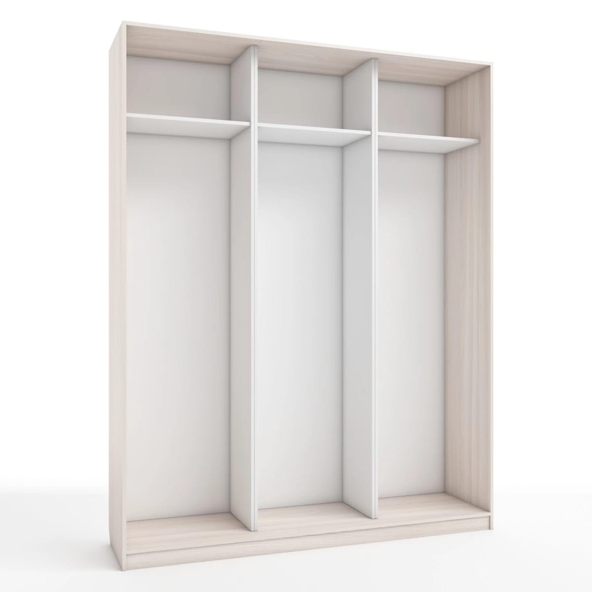 КОРПУС ШКАФА 1800*450*2300 ММ С АНТРЕСОЛЬНЫМИ ПОЛКАМИ (Корпус: ЯСЕНЬ СВЕТЛЫЙ, Наполнение: БЕЛЫЙ шагрень) - фото 1