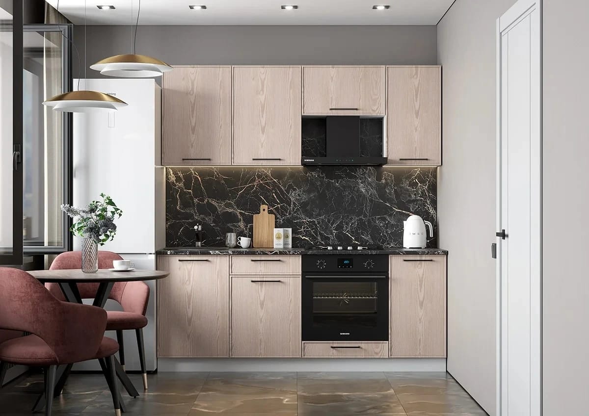 ЛИБЕРТИ (белый/лиственница/столешница (1,0м, 1,0 м): мрамор марквина черный 26 мм) - фото 4