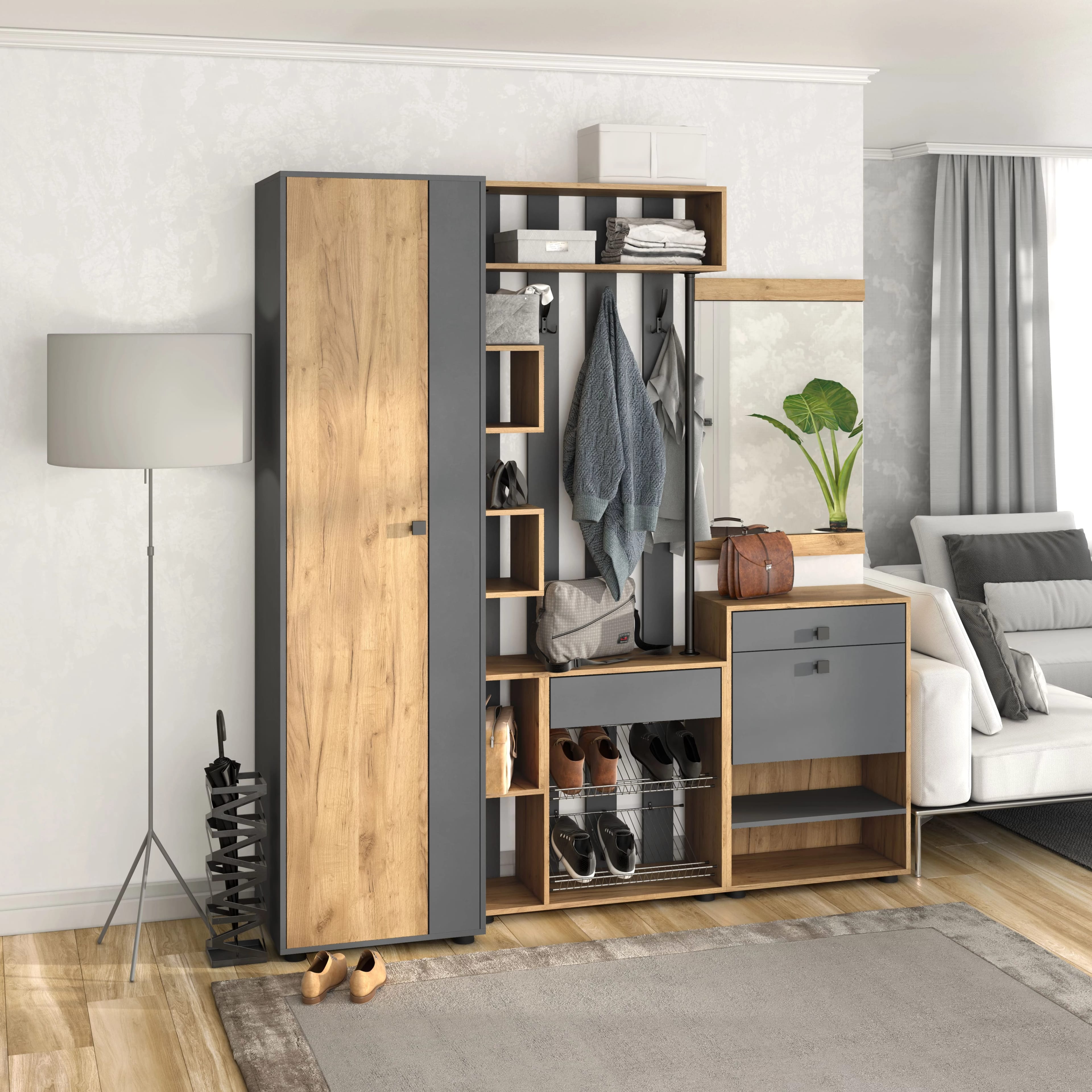 МИНИ (Дуб золотой крафт/серый графит) - фото 4