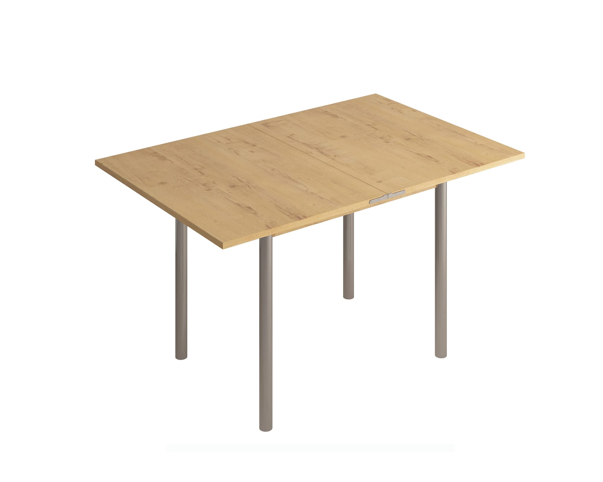 СТОЛ ОБЕДЕННЫЙ РАСКЛАДНОЙ НА ЛОМБЕРНОЙ ПЕТЛЕ СТ22 ЛДСП 600(1200)*800*750 (Алюминий Хром/Дуб Бунратти (0000/0082)) - фото 2