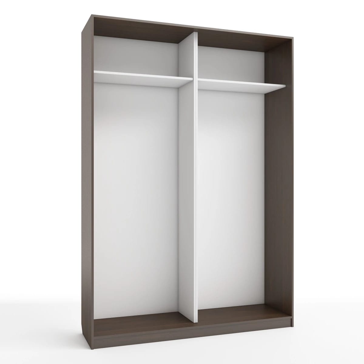 КОРПУС ШКАФА 1600*450*2300 ММ С АНТРЕСОЛЬНЫМИ ПОЛКАМИ (Корпус: ВЕНГЕ ТЕМНЫЙ, Наполнение: БЕЛЫЙ шагрень) - фото 1