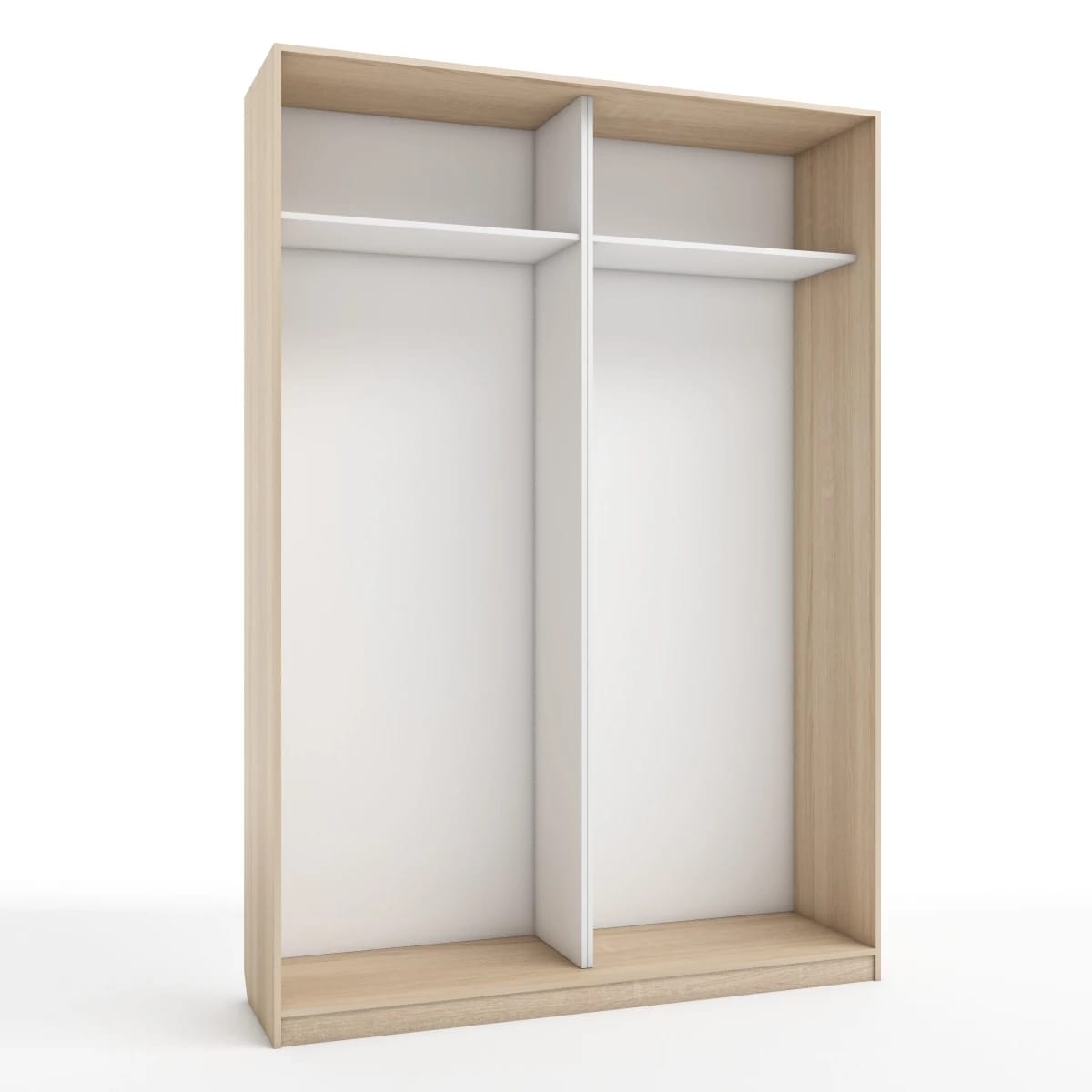 КОРПУС ШКАФА 1600*450*2300 ММ С АНТРЕСОЛЬНЫМИ ПОЛКАМИ (Корпус: ДУБ СОНОМА, Наполнение: БЕЛЫЙ шагрень) - фото 1