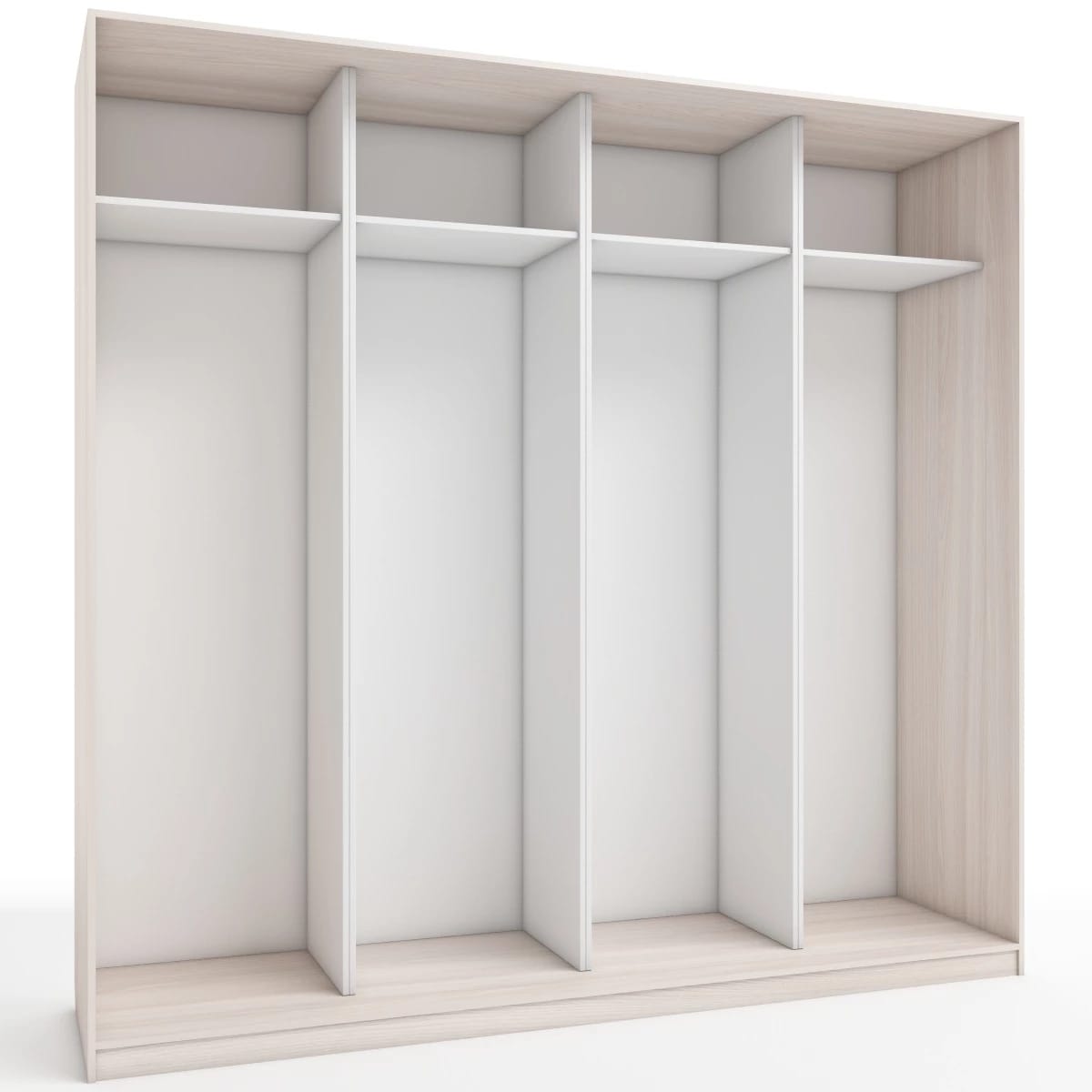 КОРПУС ШКАФА 2400*600*2300 ММ С АНТРЕСОЛЬНЫМИ ПОЛКАМИ (Корпус: ЯСЕНЬ СВЕТЛЫЙ, Наполнение: БЕЛЫЙ шагрень) - фото 1