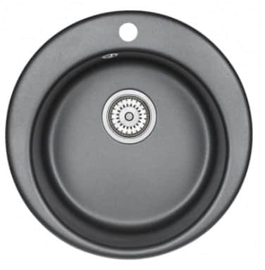 EMAR ГРАНИТ EM-4801 МОЙКА ВРЕЗНАЯ КРУГЛАЯ D480, С ВЫРЕЗОМ ПОД СМЕСИТЕЛЬ, шварц/оникс, норма