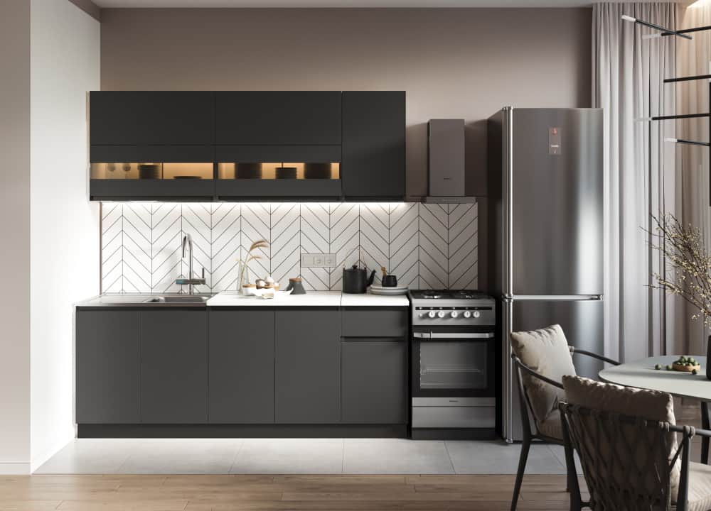 НИКА, фасад графит/корпус графит/столешница антарес, норма