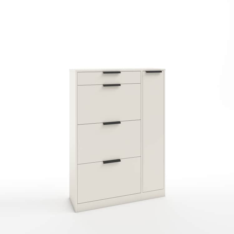 ТУМБА ПОД ОБУВЬ (АРТ. ТО-4) (850*280*1200ММ), тэффи/наполнение графит/ ручка СА-6, цвет - черный, норма