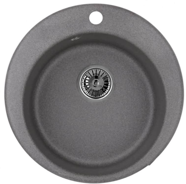 EMAR ГРАНИТ EM-4801 МОЙКА ВРЕЗНАЯ КРУГЛАЯ D480, С ВЫРЕЗОМ ПОД СМЕСИТЕЛЬ, графит/антрацит, норма