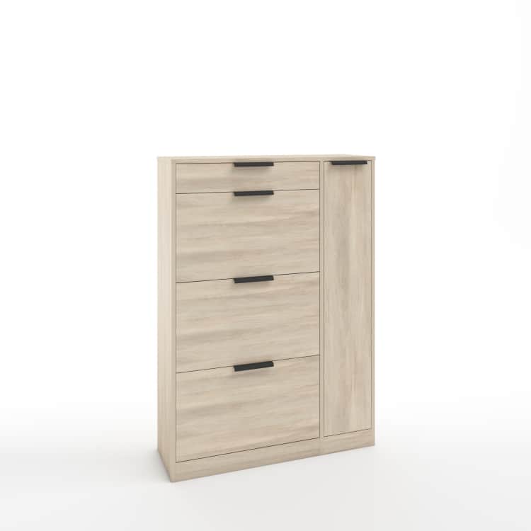 ТУМБА ПОД ОБУВЬ (АРТ. ТО-4) (850*280*1200ММ), либерти/наполнение графит/ ручка СА-6, цвет - черный, норма