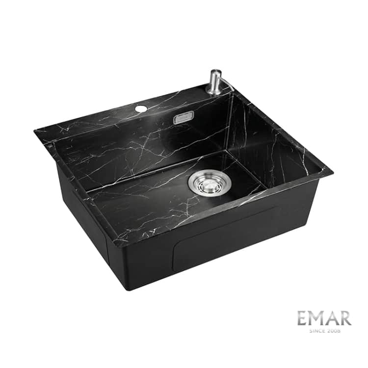 EMAR EMB-560 МОЙКА PVD ВРЕЗНАЯ 560*500*200ММ ДОЗАТОР В КОМПЛЕКТЕ, Black Elegant, норма