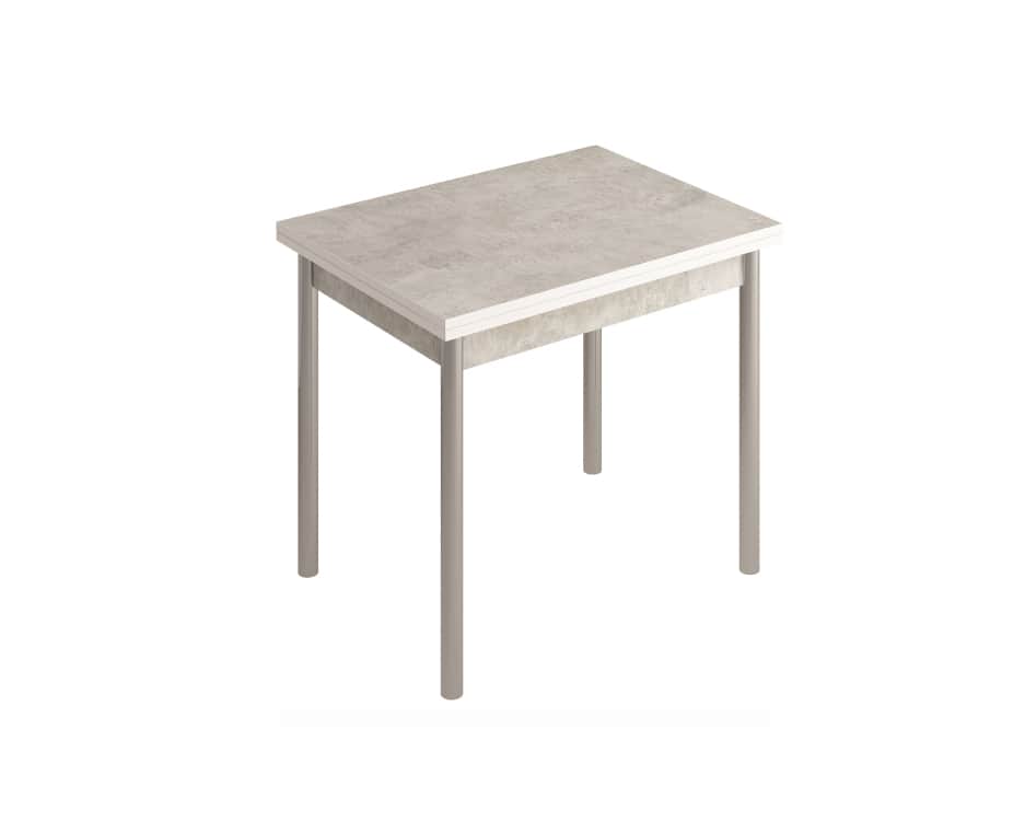 СТОЛ ОБЕДЕННЫЙ РАСКЛАДНОЙ НА ЛОМБЕРНОЙ ПЕТЛЕ СТ22 ЛДСП 600(1200)*800*750, Алюминий Хром/Цемент светлый (0000/0172), норма