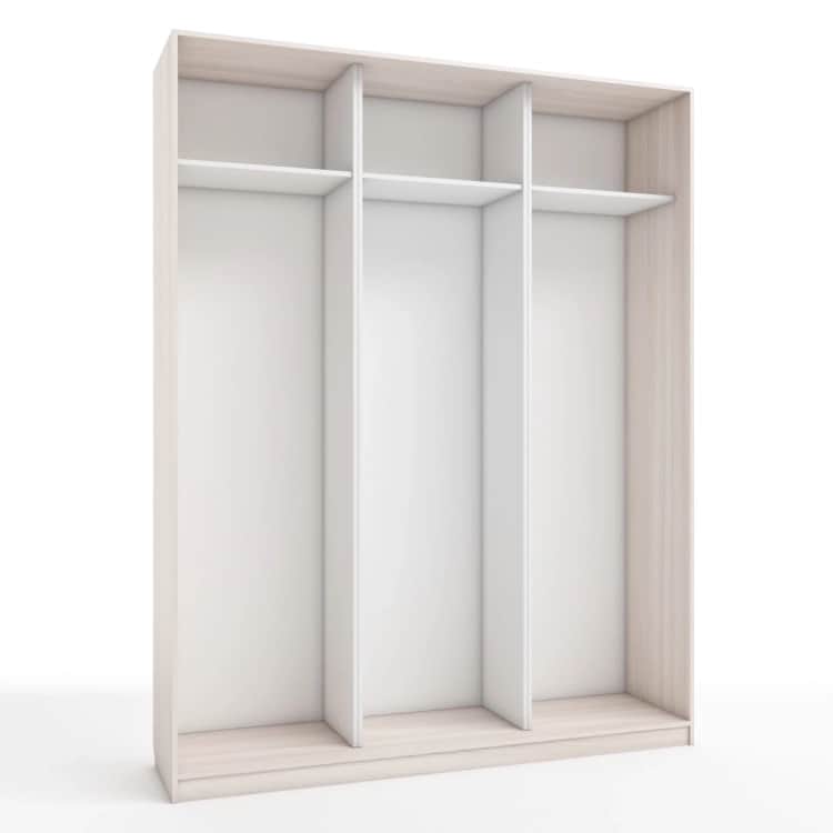 КОРПУС ШКАФА 1800*450*2300 ММ С АНТРЕСОЛЬНЫМИ ПОЛКАМИ, Корпус: ЯСЕНЬ СВЕТЛЫЙ, Наполнение: БЕЛЫЙ шагрень, норма