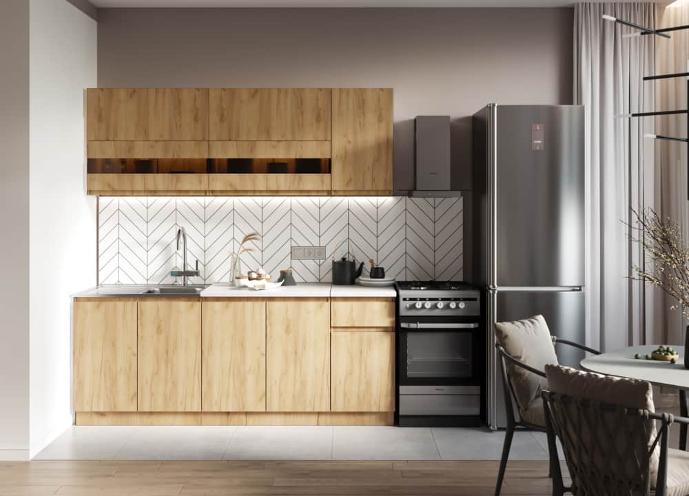 НИКА, фасад дуб крафт золотой/корпус дуб крафт золотой/столешница антарес, норма