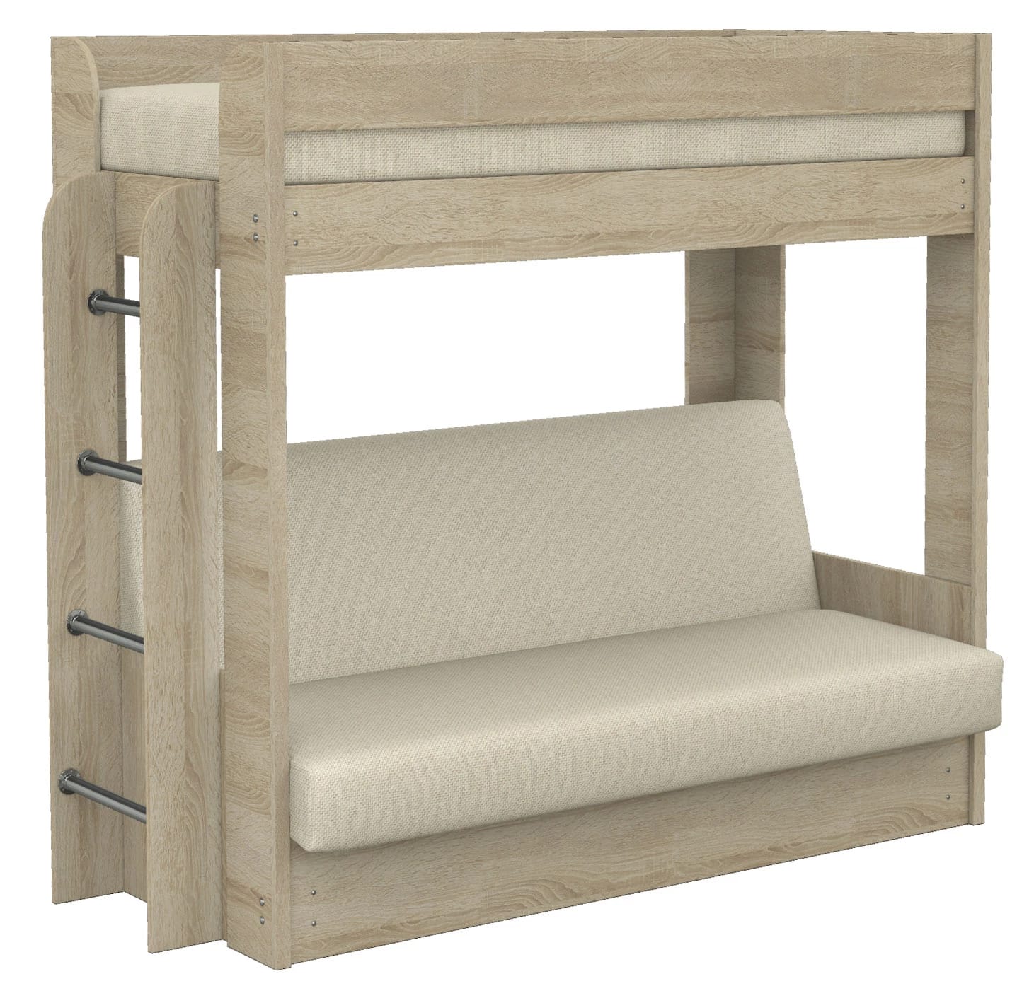 ДИВАН-КРОВАТЬ 2-Х ЯРУСНАЯ (1160*1860/790*1890) С ВЕРХНИМ МАТРАЦЕМ (NEW) (RUBI 05/Ясень шимо светлый (Кат. 1)) - фото 2