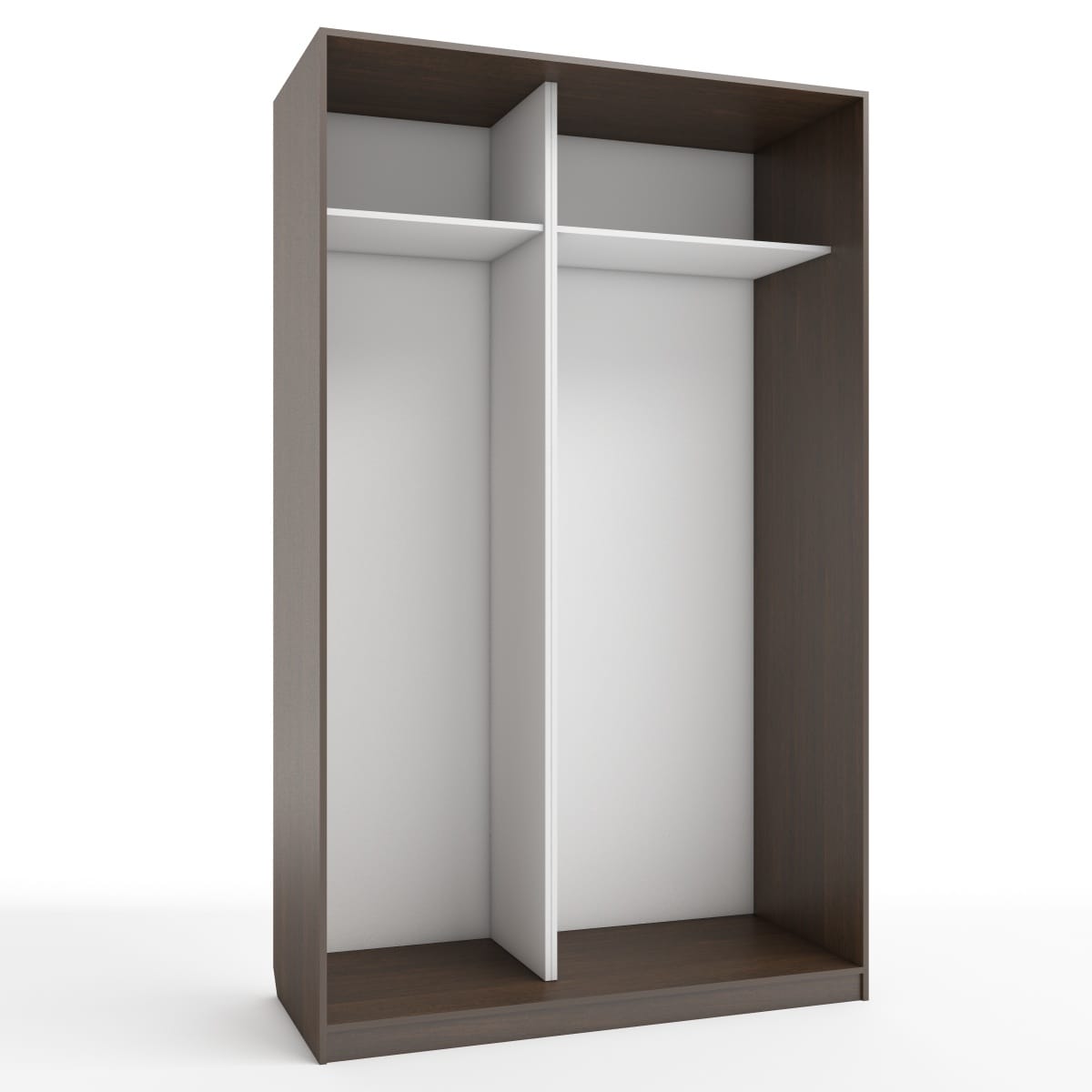 КОРПУС ШКАФА 1400*600*2300 ММ С АНТРЕСОЛЬНЫМИ ПОЛКАМИ (Корпус: ВЕНГЕ ТЕМНЫЙ, Наполнение: БЕЛЫЙ шагрень) - фото 1