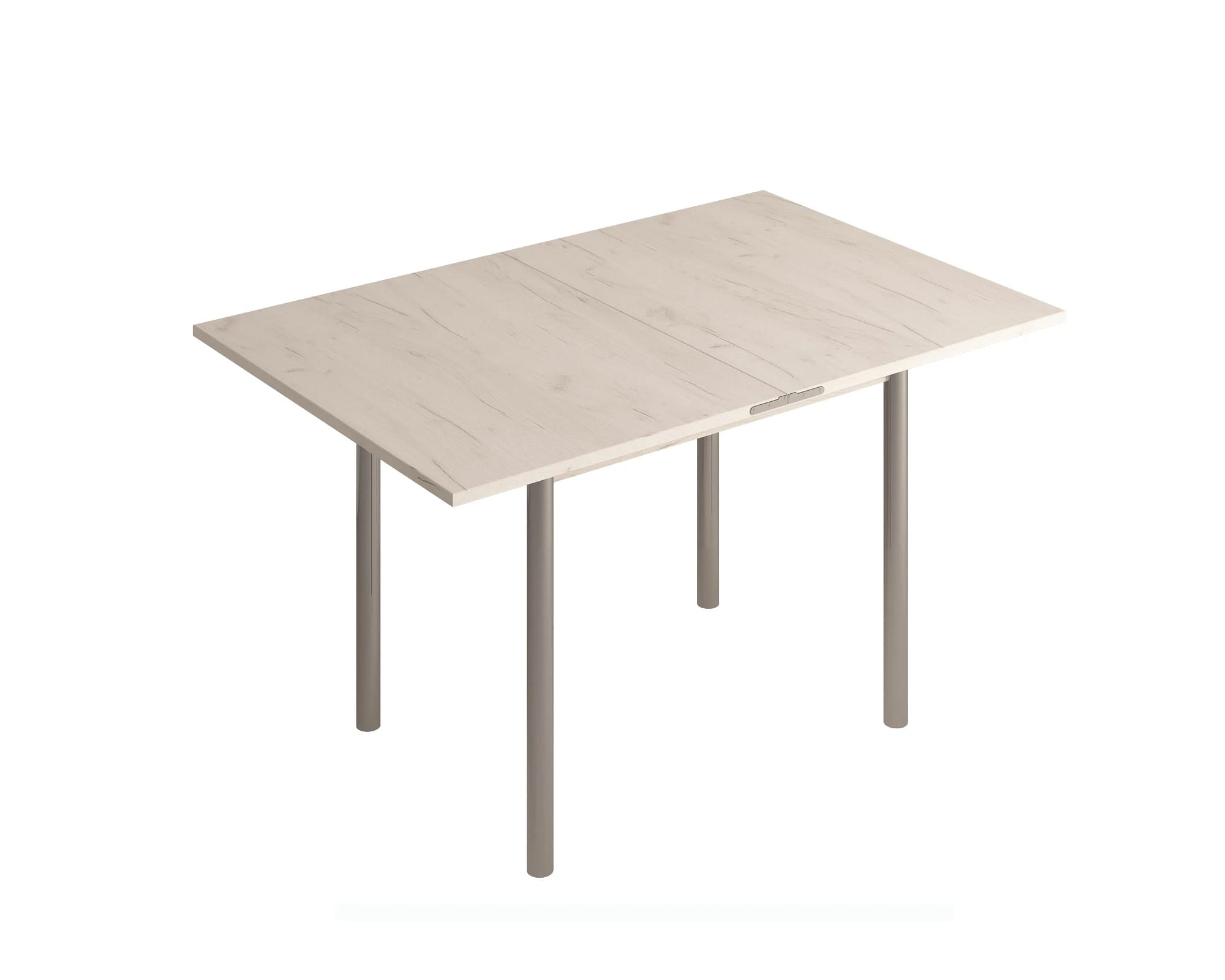 СТОЛ ОБЕДЕННЫЙ РАСКЛАДНОЙ НА ЛОМБЕРНОЙ ПЕТЛЕ СТ22 ЛДСП 600(1200)*800*750 (Алюминий Хром/Дуб крафт белый (0000/0159)) - фото 2