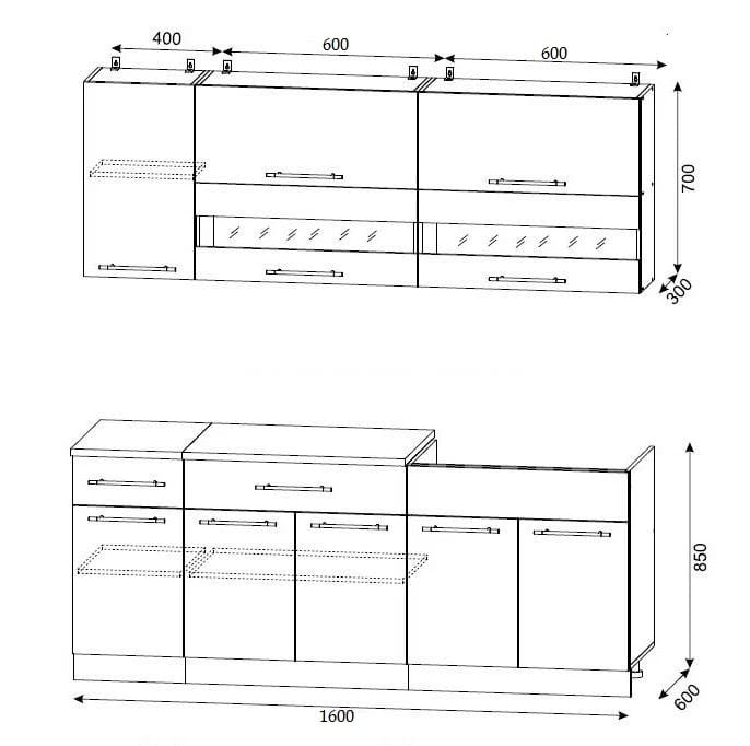 МАША-2 (корпус: белый/фасад:бетонный камень+угольный камень NEW/столешница:антарес) - фото 2