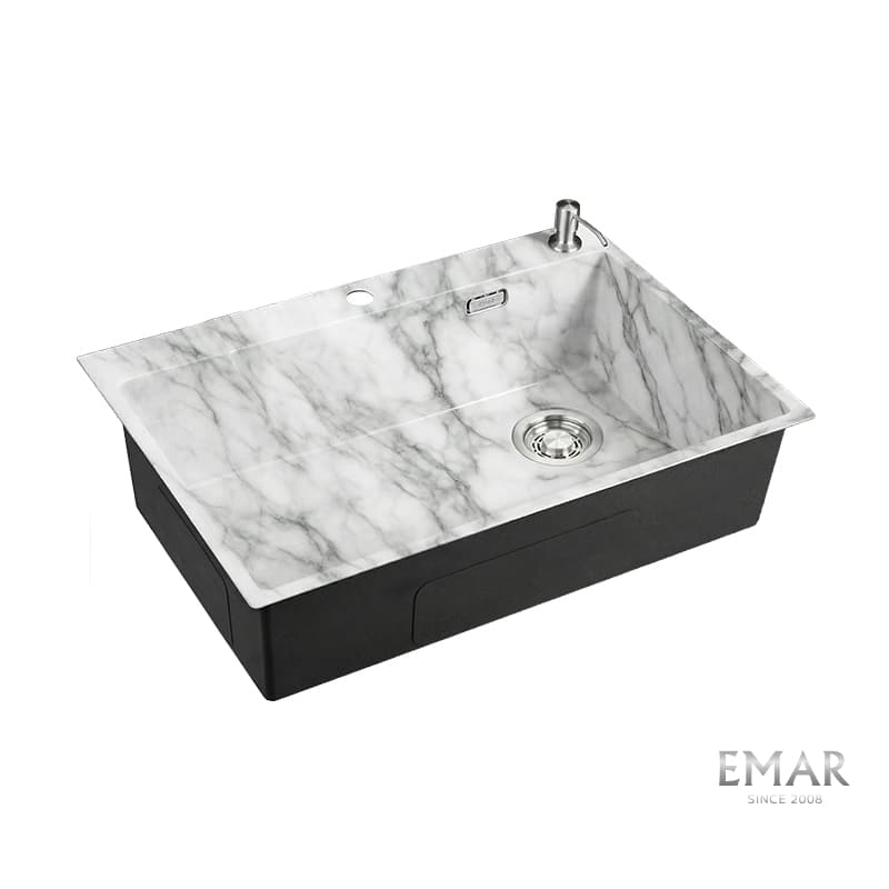 EMAR EMB-660 МОЙКА PVD ВРЕЗНАЯ 660*500*200ММ ДОЗАТОР В КОМПЛЕКТЕ (White Elegant)