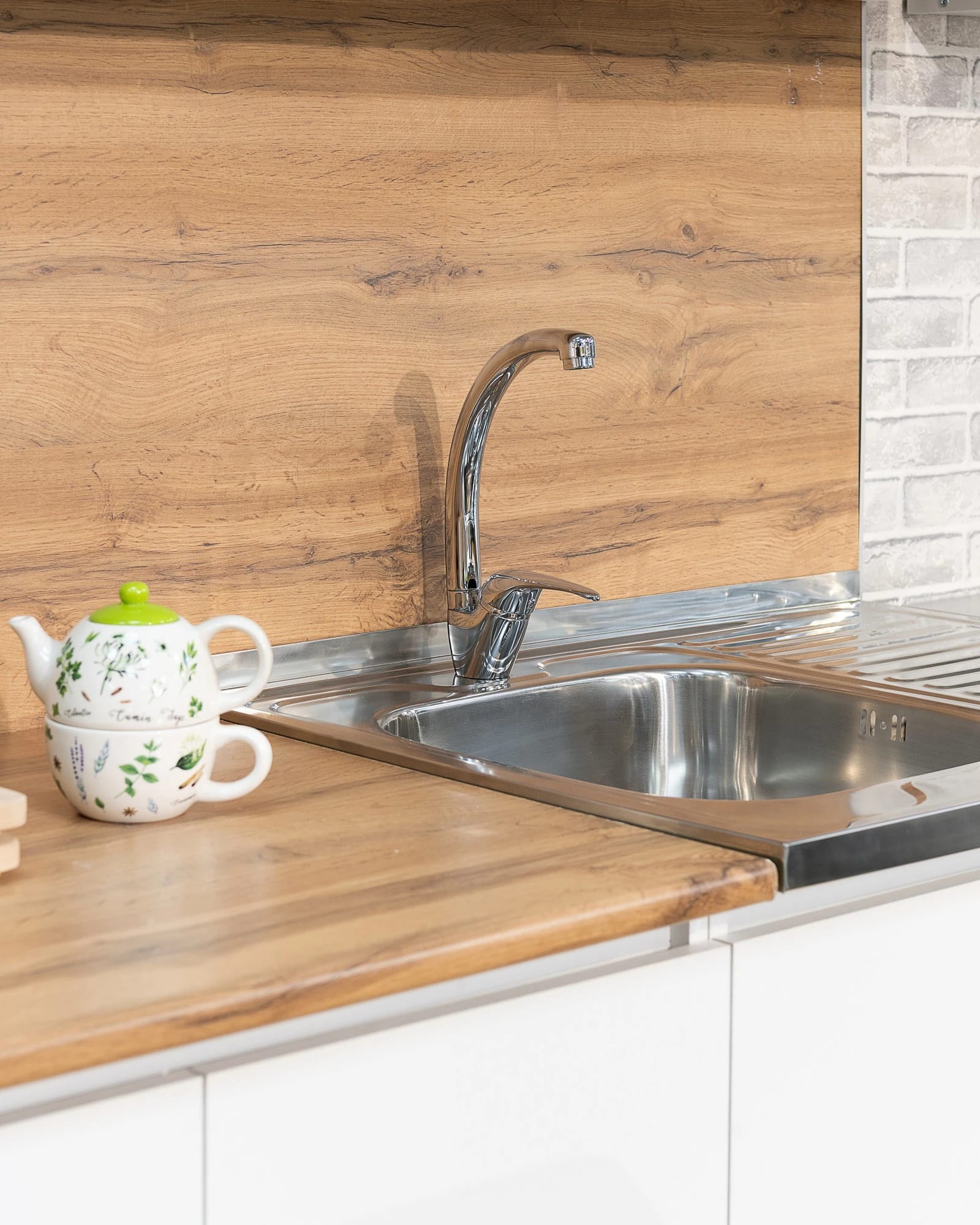 МОРИ (белый/столешница дуб вотан (800мм+400мм)) - фото 4