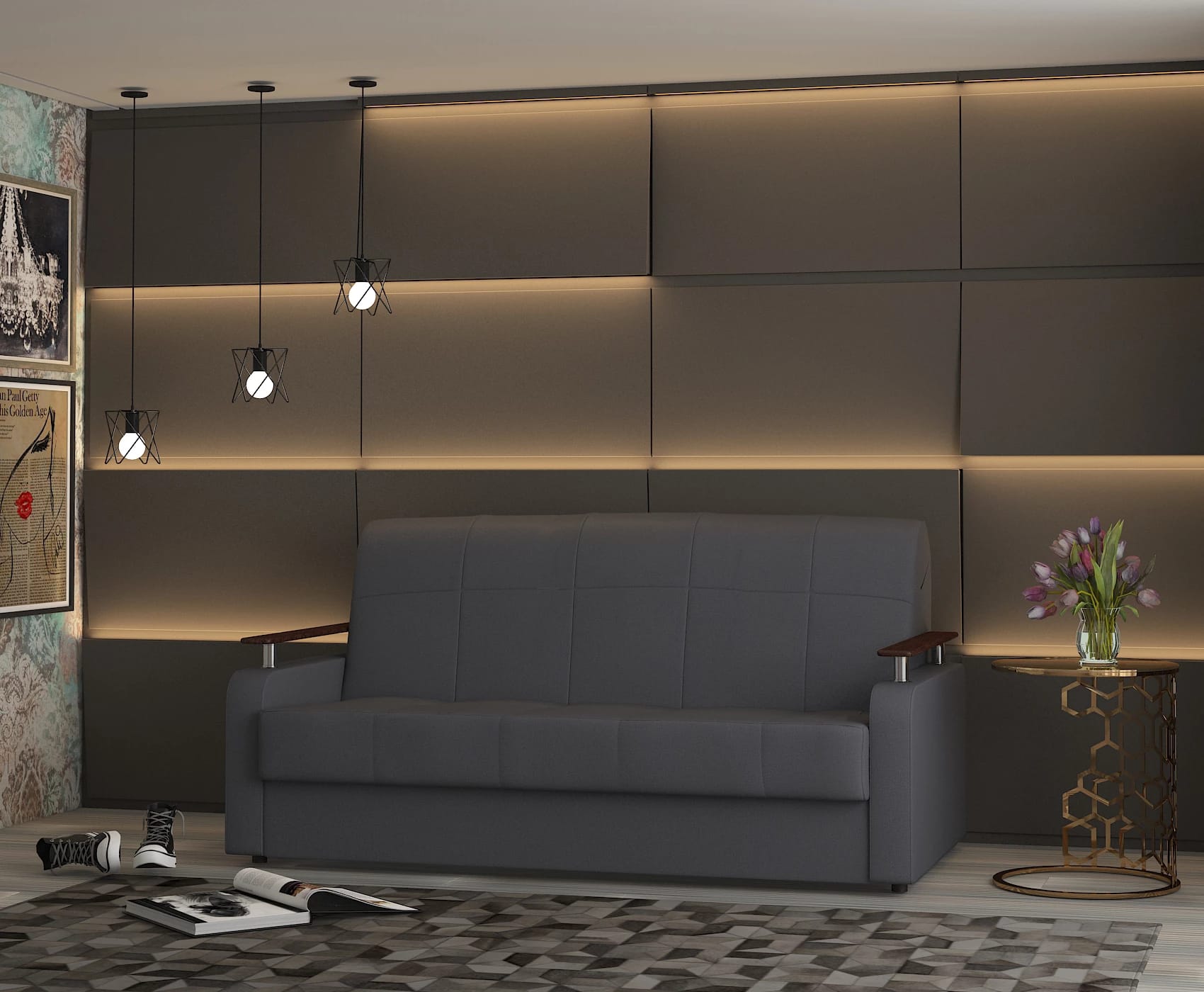 ДЕНВЕР (Велюр Maxx 965 (серый)/декор Венге) - фото 4