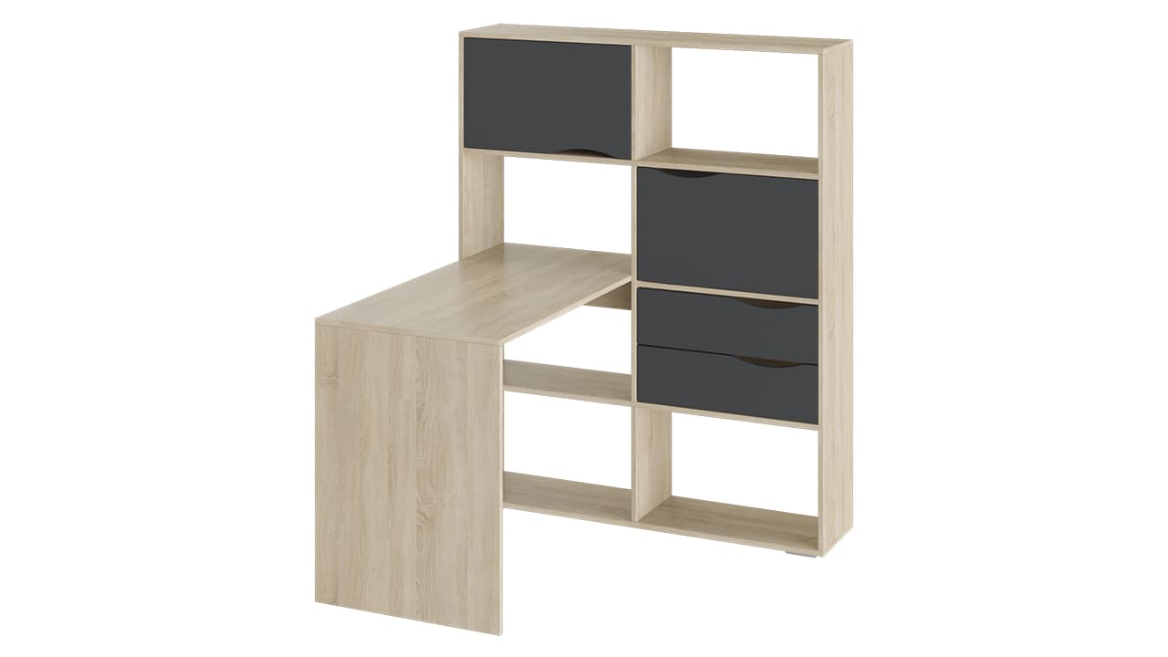 СТОЛ ПИСЬМЕННЫЙ (ТИП 7) (1148*1100*1432 ММ) (дуб сонома/графит серый)