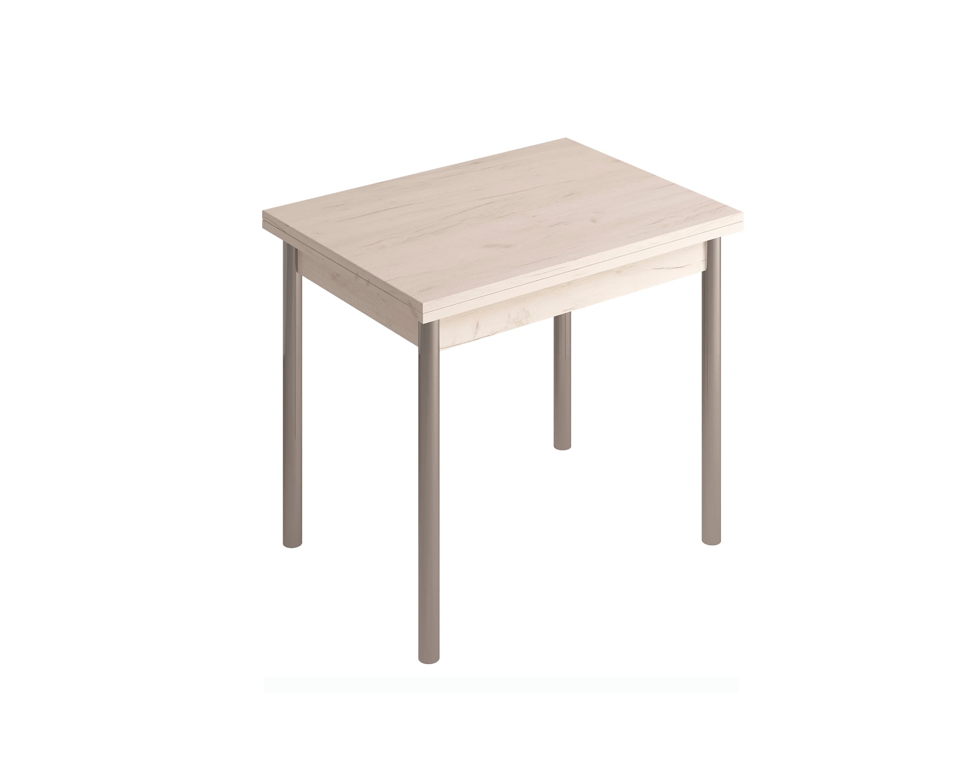 СТОЛ ОБЕДЕННЫЙ РАСКЛАДНОЙ НА ЛОМБЕРНОЙ ПЕТЛЕ СТ22 ЛДСП 600(1200)*800*750 (Алюминий Хром/Дуб крафт белый (0000/0159)) - фото 1