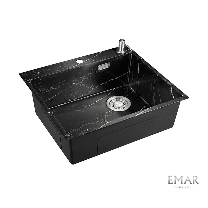 EMAR EMB-560 МОЙКА PVD ВРЕЗНАЯ 560*500*200ММ ДОЗАТОР В КОМПЛЕКТЕ (Black Elegant)